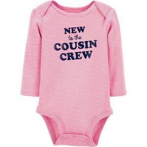 Carter’s Baby Girl "New to the Cousin Crew" Long-Sleeve Bodysuit - Size 12 Month